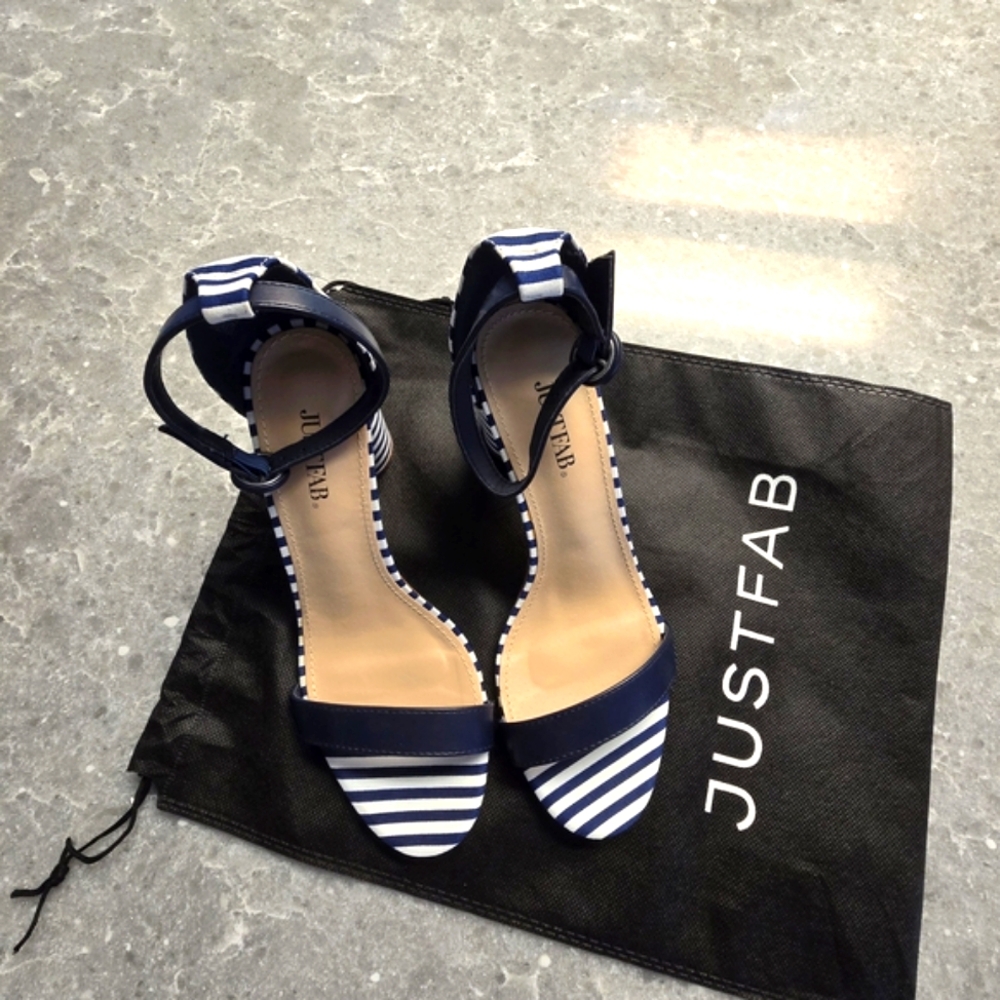 JustFab Navy Striped Women's Sandals